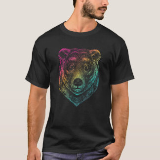 Cool realistic hand drawn BEAR in awesome colors Tシャツ