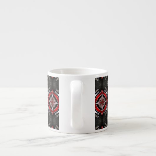 Cool Red and Black Geometric Pattern エスプレッソカップ (裏面)