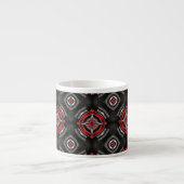Cool Red and Black Geometric Pattern エスプレッソカップ (正面)