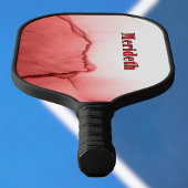 Cool Red and White Faux Alcohol Ink Pour Monogram ピックルボールラケット