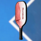 Cool Red and White Faux Alcohol Ink Pour Monogram ピックルボールラケット