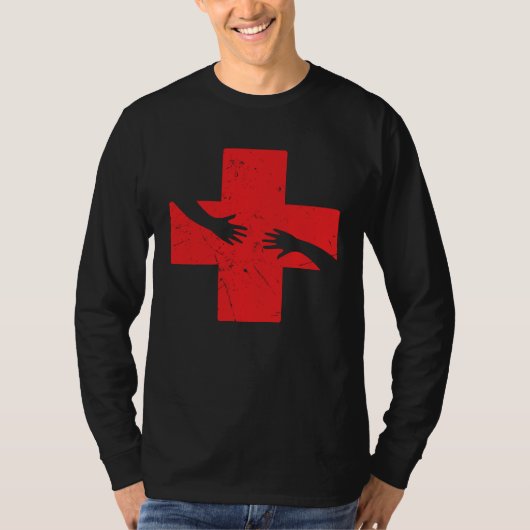 Cool Red Cross Caring Hands Helping Red Cross Acti Tシャツ (正面)