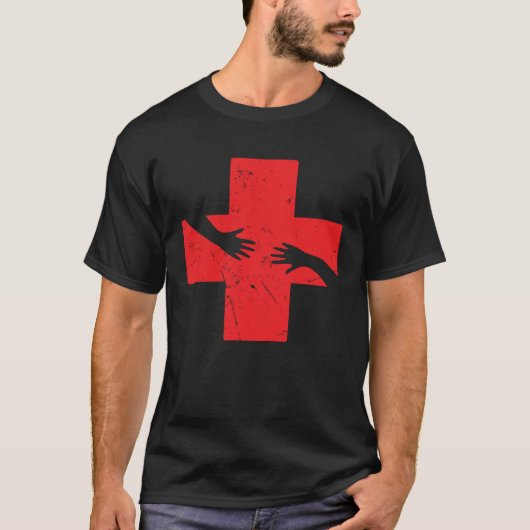 Cool Red Cross Caring Hands Helping Red Cross Acti Tシャツ (正面)