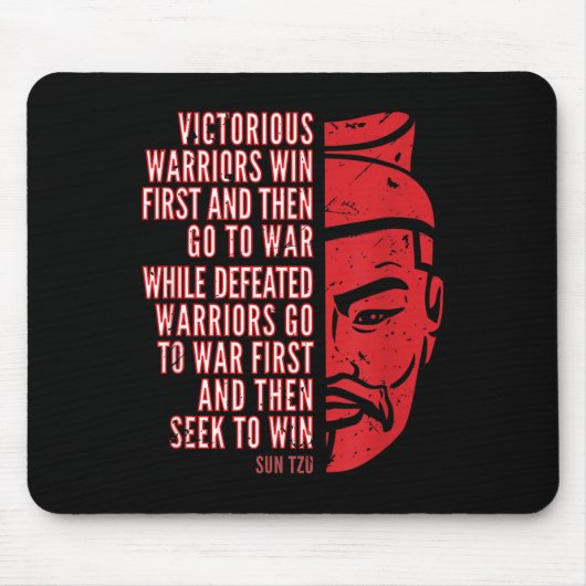 Cool Red Distressed Sun Tzu Portrait With Quote  マウスパッド (正面)