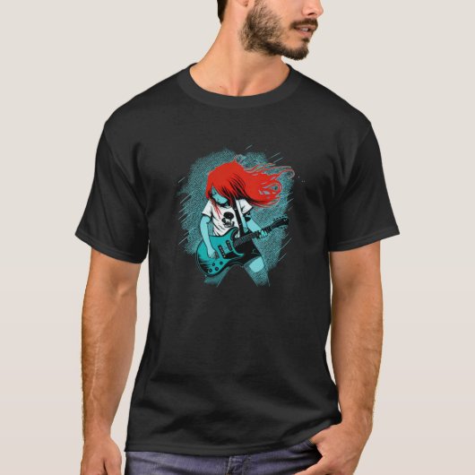 Cool red haired Rock n Roll Girl Tシャツ (正面)