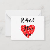 Cool red heart I love you for boyfriend ノートカード (正面)