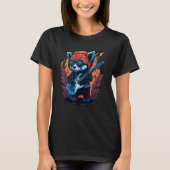 Cool Red Panda Playing Guitar Graphic Animal Enthu Tシャツ (正面)