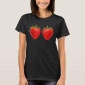 Cool Red Strawberry Illustration Novelty Graphic D Tシャツ (正面)