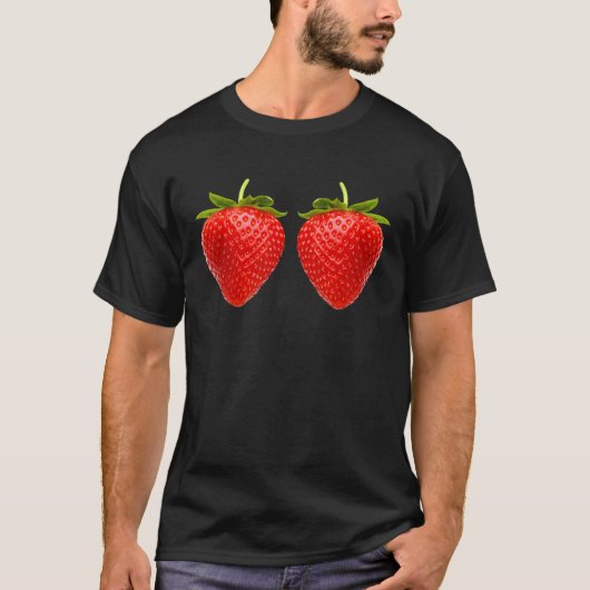 Cool Red Strawberry Illustration Novelty Graphic D Tシャツ (正面)