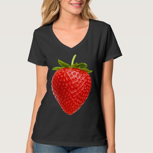 Cool Red Strawberry Illustration Novelty Graphic D Tシャツ (正面)