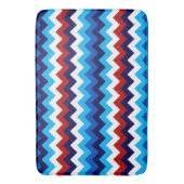 Cool Red White Blue Chevron Print Large Bath Mat バスマット (正面縦)