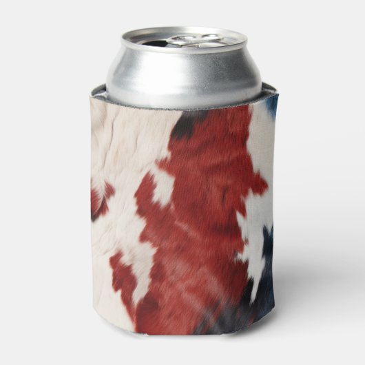 Cool Red White Blue Cow Print 缶クーラー (缶正面)