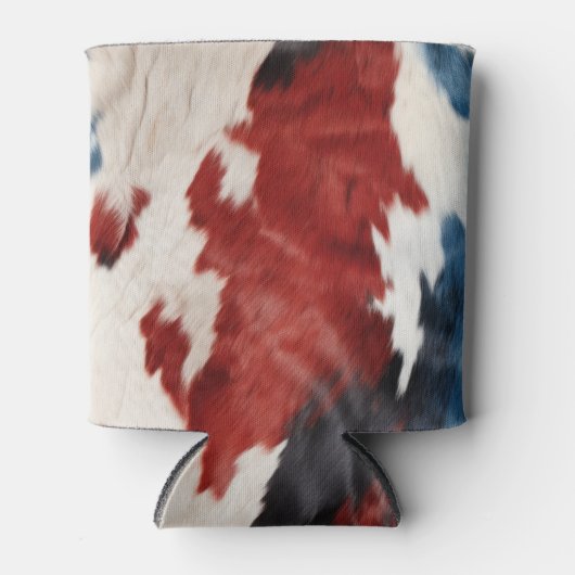 Cool Red White Blue Cow Print 缶クーラー (正面)