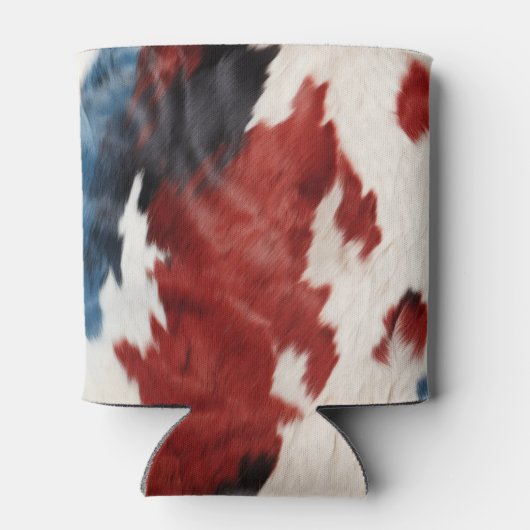 Cool Red White Blue Cow Print 缶クーラー (裏面)