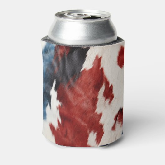 Cool Red White Blue Cow Print 缶クーラー (缶裏面)