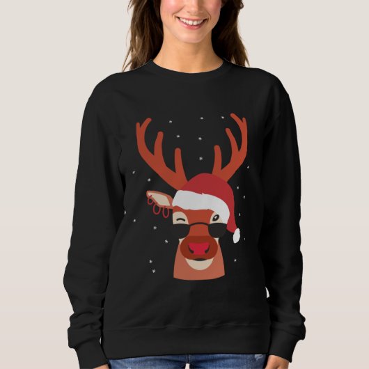 Cool Reindeer X Mas Christmas Animals スウェットシャツ (正面)