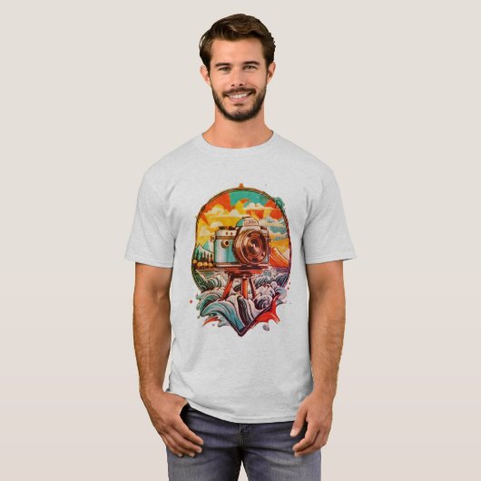 Cool Retro Camera Graphic Tシャツ (正面フル)