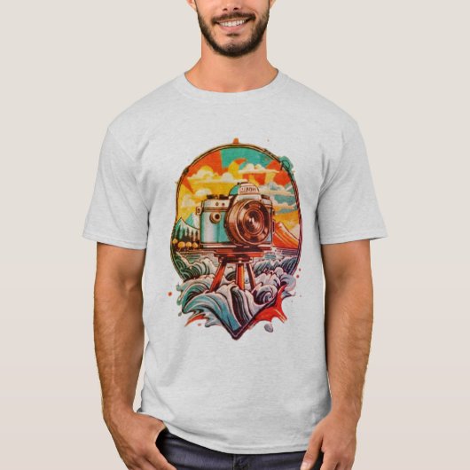 Cool Retro Camera Graphic Tシャツ (正面)