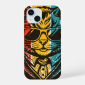 Cool Retro Cat with Sunglasses iPhone 15ケース (裏面)