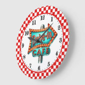 Cool Retro diner 50's Cafe ラージ壁時計 (傾斜)