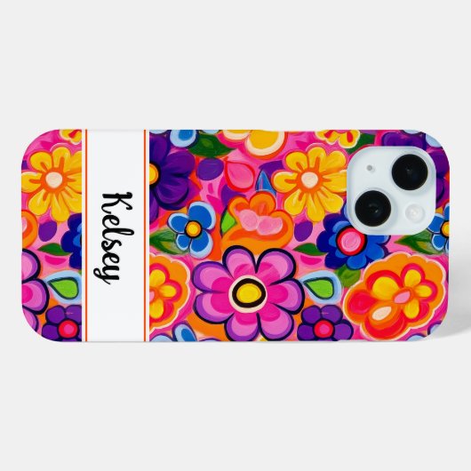 Cool Retro Floral Personalized Case-Mate iPhoneケース (裏面 (横))