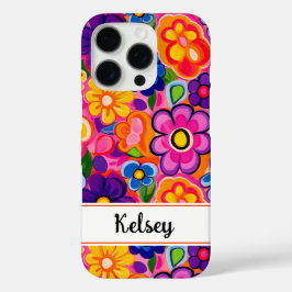 Cool Retro Floral Personalized iPhone 16 Proケース