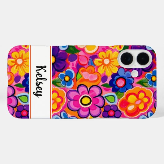 Cool Retro Floral Personalized Case-Mate iPhoneケース (裏面 (横))
