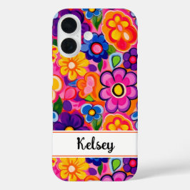 Cool Retro Floral Personalized iPhone 16ケース