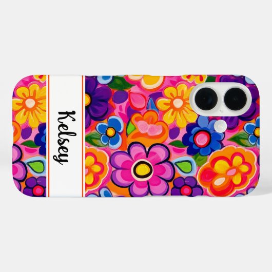 Cool Retro Floral Personalized Case-Mate iPhoneケース (裏面 (横))