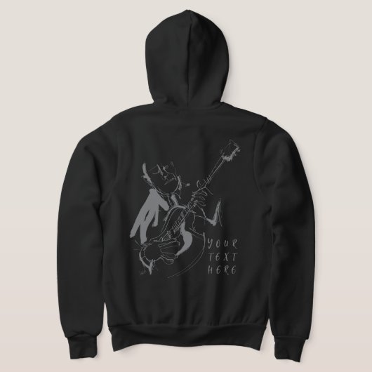 Cool Retro Guitarist Custom T-Shirt (名入れ対応) パーカ (レイダウン裏面)
