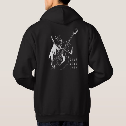 Cool Retro Guitarist Custom T-Shirt (名入れ対応) パーカ (裏面)