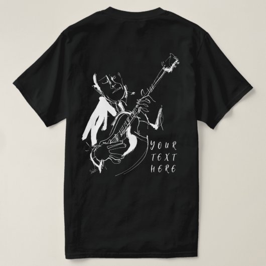 Cool Retro Guitarist Custom T-Shirt (名入れ対応) Tシャツ (デザイン裏面)