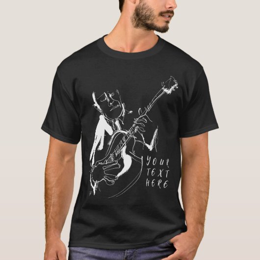Cool Retro Guitarist Custom T-Shirt (名入れ対応) Tシャツ (正面)