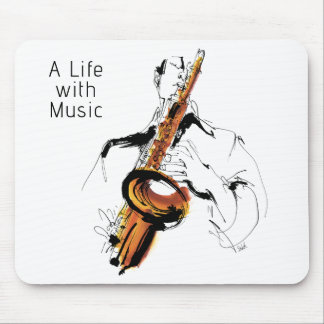 Cool Retro Man Playing Alto Saxophone - Jazz マウスパッド