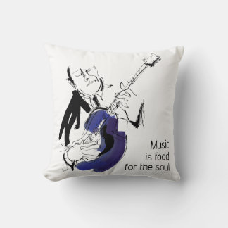 Cool Retro Man Playing Guitar - Jazz Music Art クッション