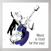 Cool Retro Man Playing Guitar - Jazz Music Art ポスター (正面)