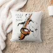 Cool Retro Man Playing Saxophone - Custom Name クッション (ブランケット)