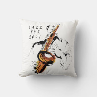 Cool Retro Man Playing Saxophone - Custom Name クッション