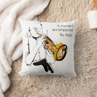 Cool Retro Man Playing Trumpet - Jazz Music Art クッション