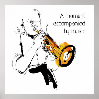 Cool Retro Man Playing Trumpet - Jazz Music Art ポスター