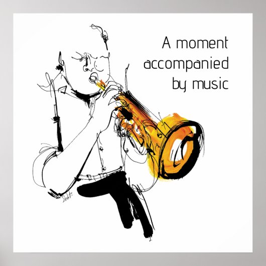 Cool Retro Man Playing Trumpet - Jazz Music Art ポスター (正面)