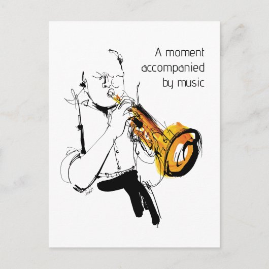 Cool Retro Man Playing Trumpet - Jazz Music Art ポストカード (正面)