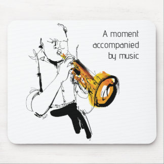Cool Retro Man Playing Trumpet - Jazz Music Art マウスパッド