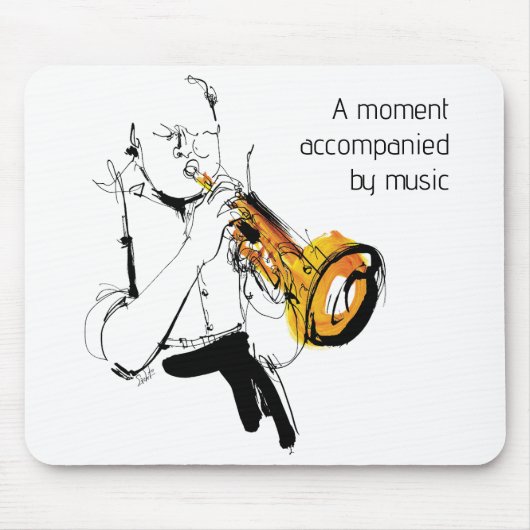 Cool Retro Man Playing Trumpet - Jazz Music Art マウスパッド (正面)