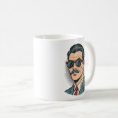 Cool Retro Mustache Man Mug コーヒーマグカップ (正面右)