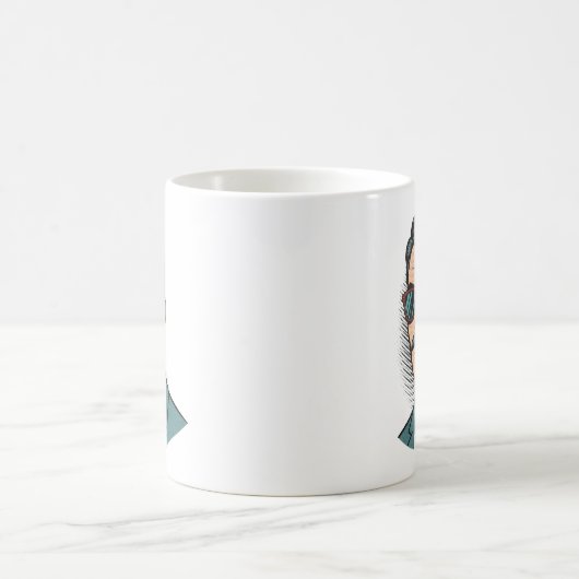 Cool Retro Mustache Man Mug コーヒーマグカップ (中央)