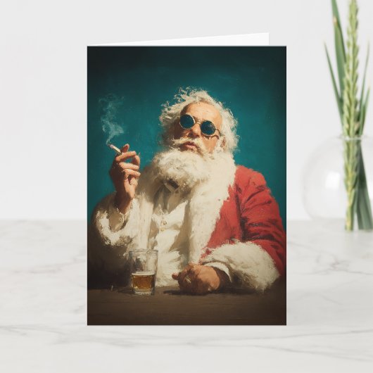 Cool Retro Santa Portrait シーズンカード (正面)