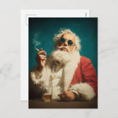 Cool Retro Santa Portrait シーズンポストカード (正面/裏面)