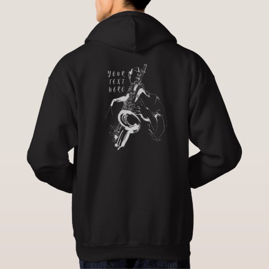Cool Retro Saxophonist Custom Name (名入れ・カスタム対応) パーカ (裏面)