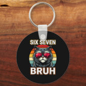 Cool Retro Six Seven Bruh Cat Sungles Meme 67 キーホルダー (正面)